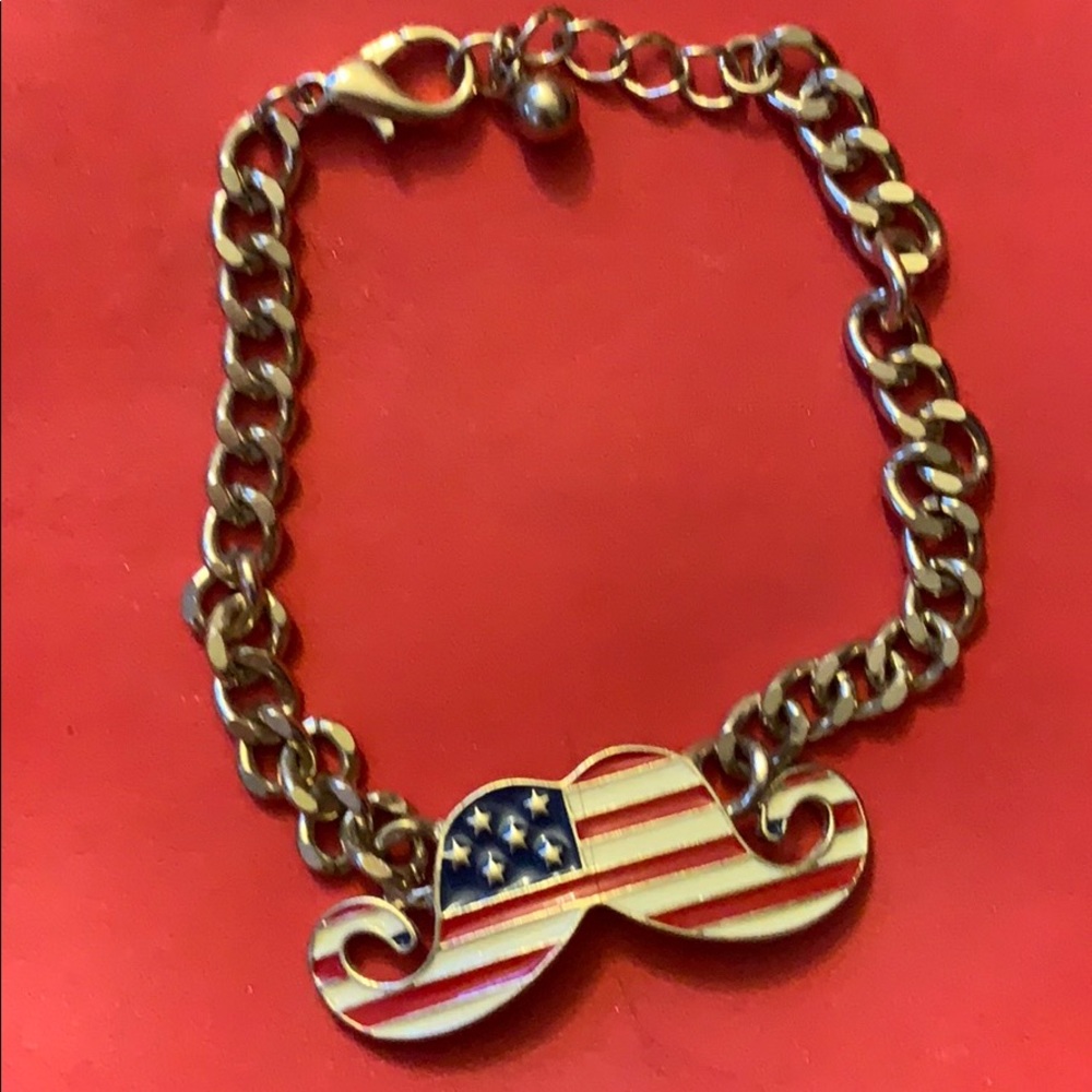 American Flag Mustache Ladies Bracelet - Picture 2 of 2
